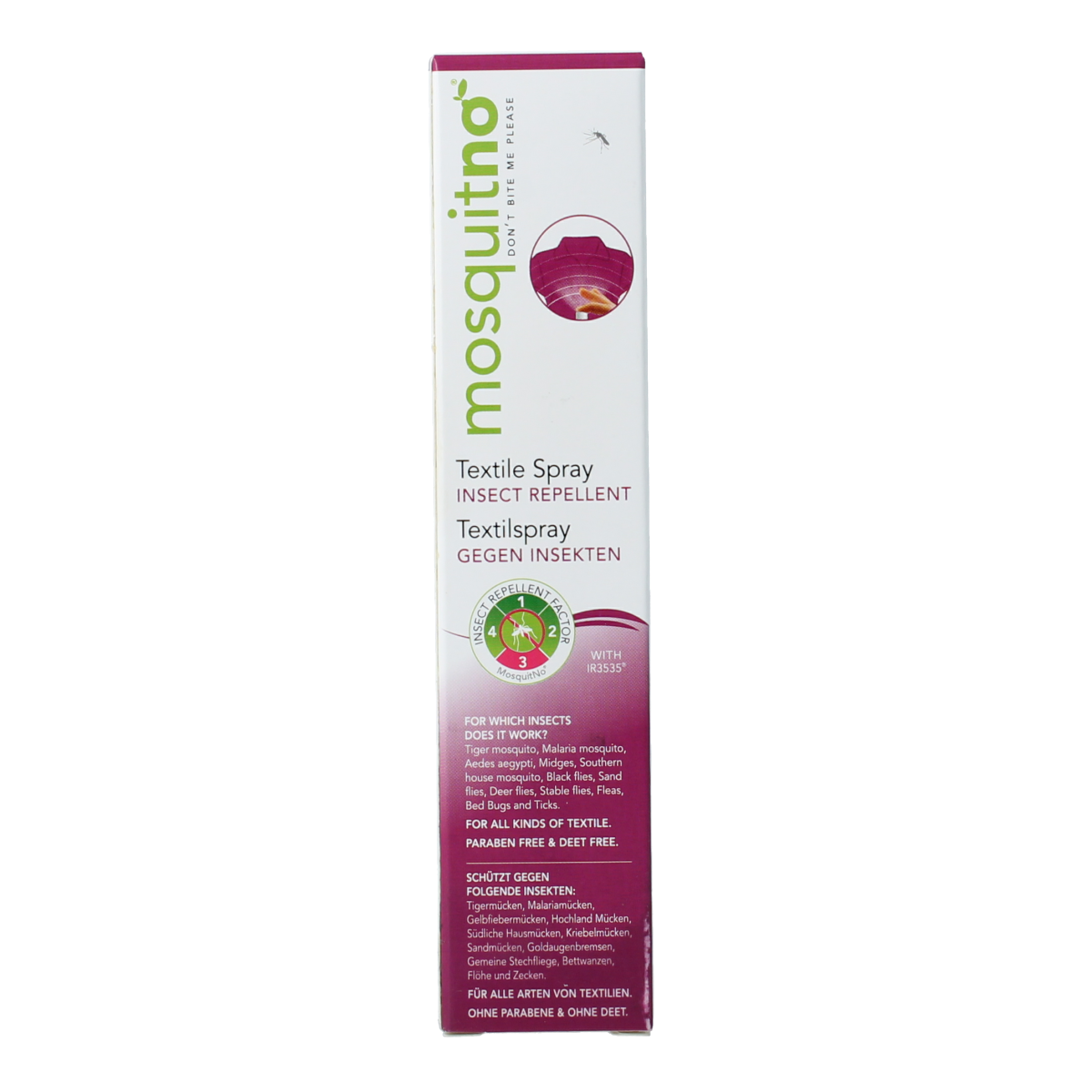 Mosquitno insect spray for bites and stings in a 50ml bottle, designed to protect against mosquitoes and insects.
