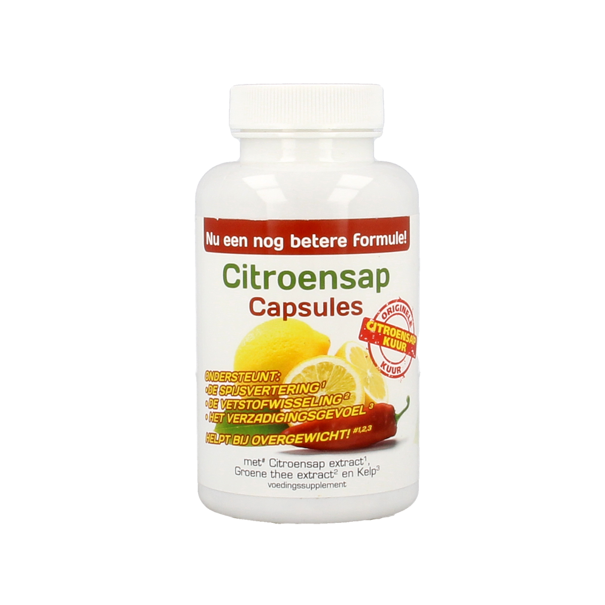 Natusor Citroensapkuur herbal supplement capsules in a bottle, natural remedy for health support, 60 capsules.