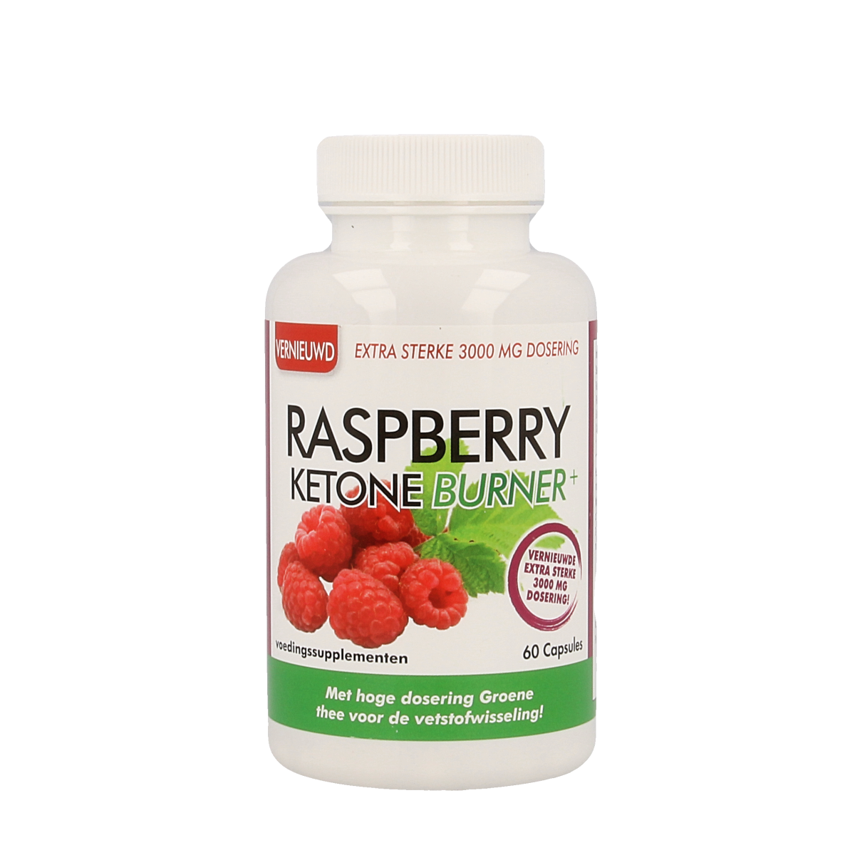 Natusor Raspberry Ketone Burner capsules in a bottle, herbal supplement for weight management and metabolism support.