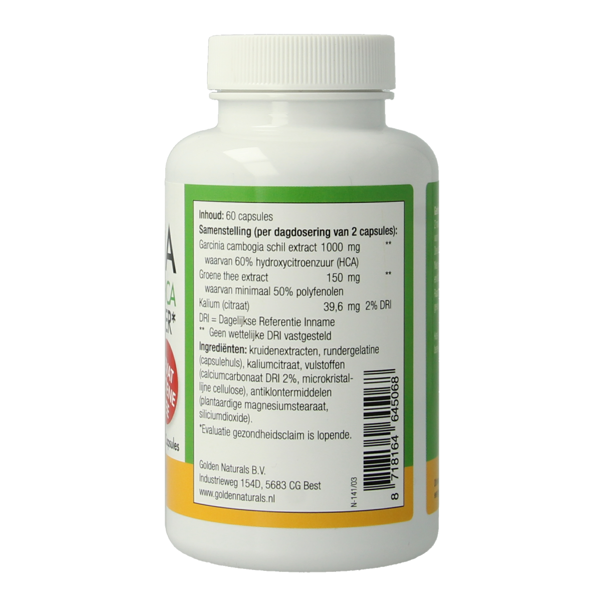 Natusor Garcinia cambogia capsules with 60% HCA, herbal supplement for weight management, 60 capsules.