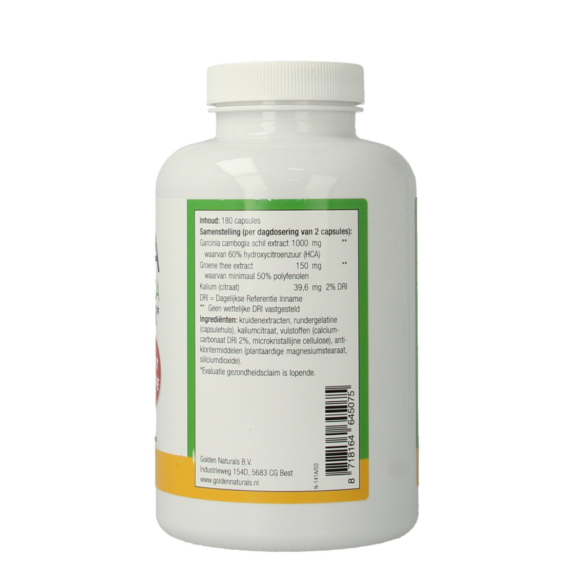 Natusor Garcinia Cambogia capsules with 60% HCA, herbal supplement in a bottle, 180 capsules for natural weight management.