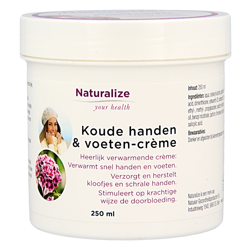 Naturalize koude handen en voeten crème in 250ml tube, lichaamsverzorging for warming and comfort.