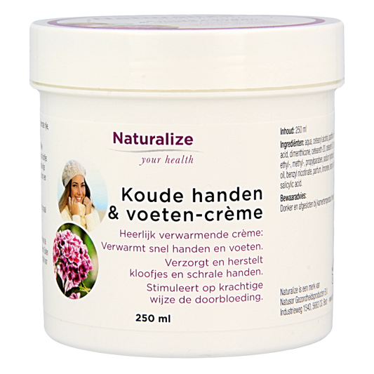 Naturalize koude handen en voeten crème in 250ml tube, lichaamsverzorging for warming and comfort.