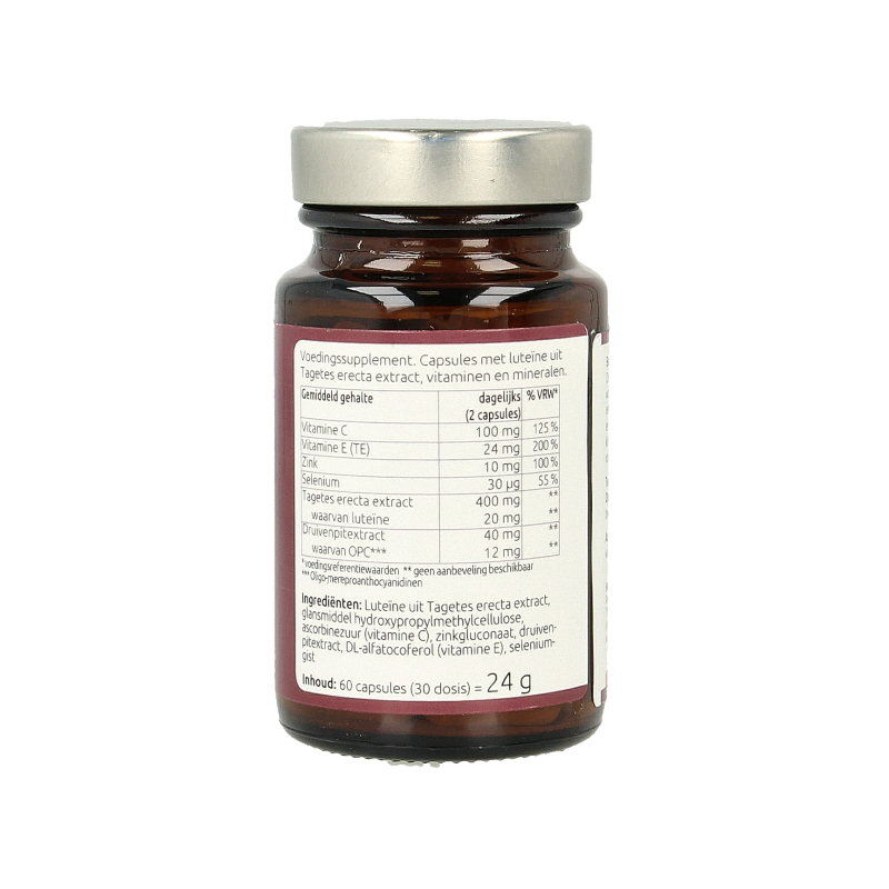 Hanoju Luteine Complex capsules with Tagetes Erecta, herbal supplement for eye health, 60 capsules in the bottle.
