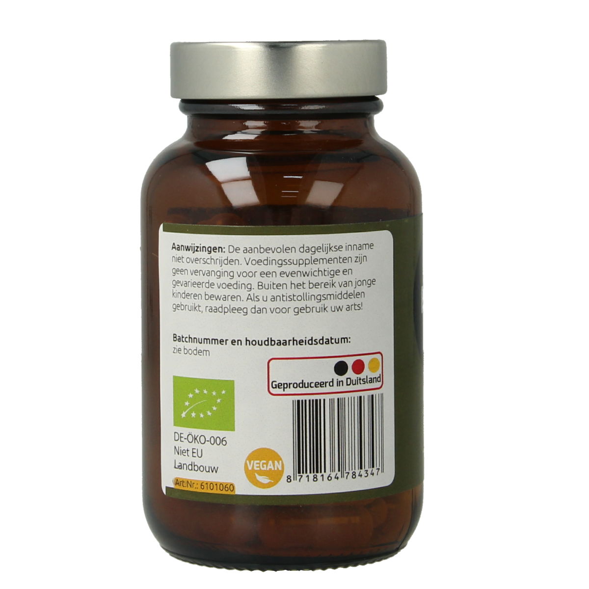Hanoju Reishi extract bio capsules in a bottle, herbal supplement from Kruidenpreparaten line, 60 capsules for immune support