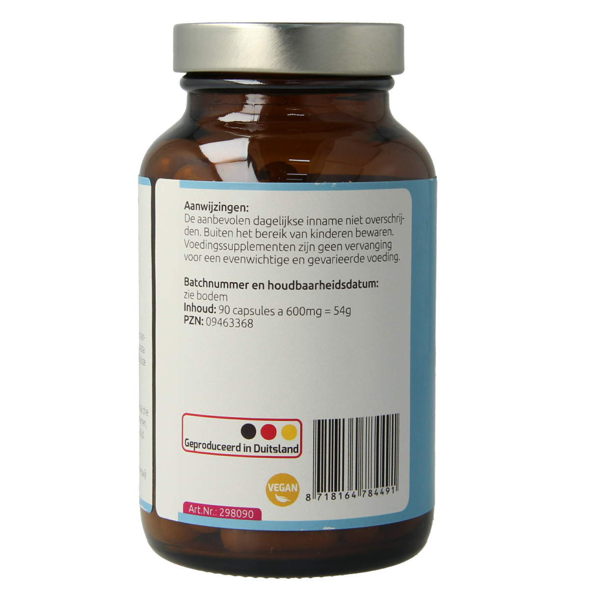 Hanoju Tribulus maca guarana extract vegetarian capsules, herbal supplement in clear bottle with label showing ingredients and branding.