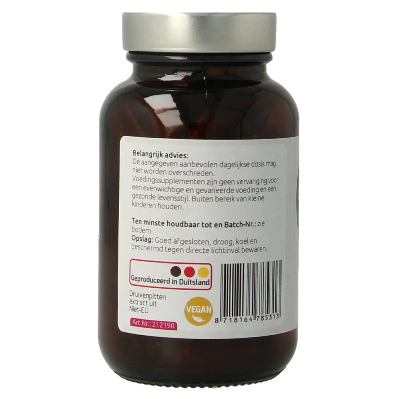 Hanoju OPC druivenpitten extract capsules, 400mg, 90 softgel capsules, herbal supplement for antioxidants and health support.