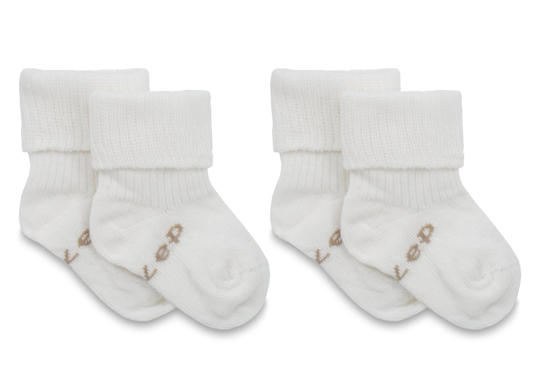 KipKep Blijf baby sokjes in offwhite/wit for 0-6 months, soft cotton, pair of two, ideal for newborns.