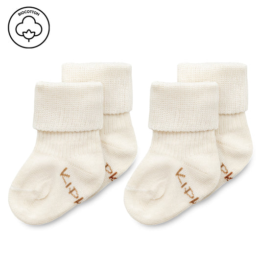 KipKep Blijf baby sokjes voor newborn en prematuur, offwhite/wit, zachte sokken voor kleine baby's, 1 paar
