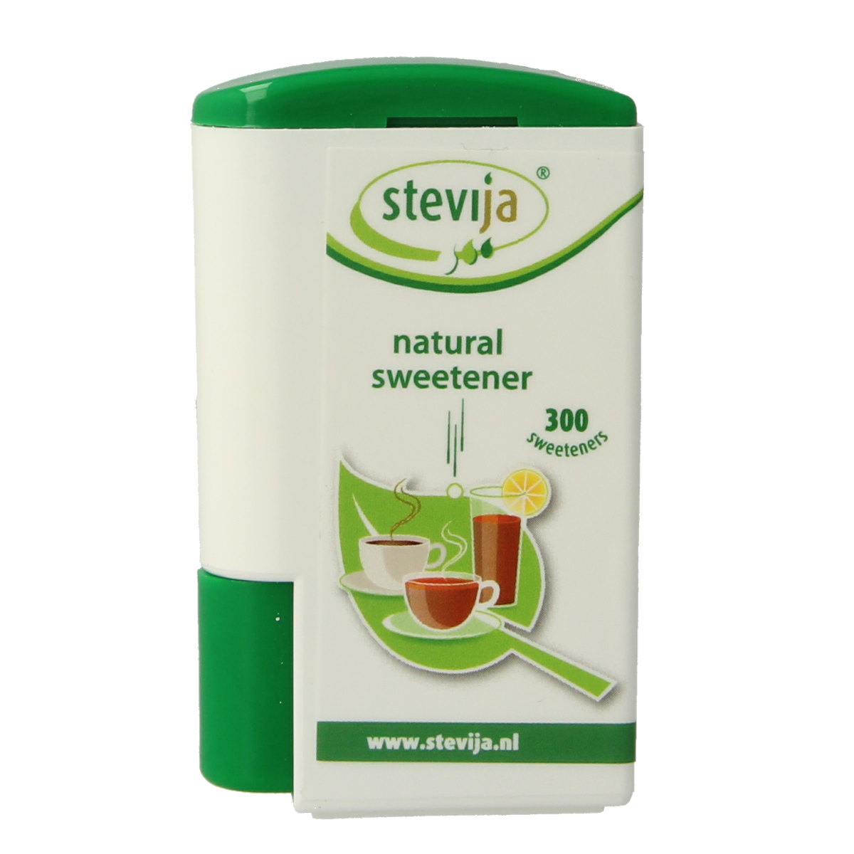 Package of SteviJa Stevia zoetjes, 300 count, natural sweeteners from the Suikers en Zoetstoffen category, in a clear resealable bag.