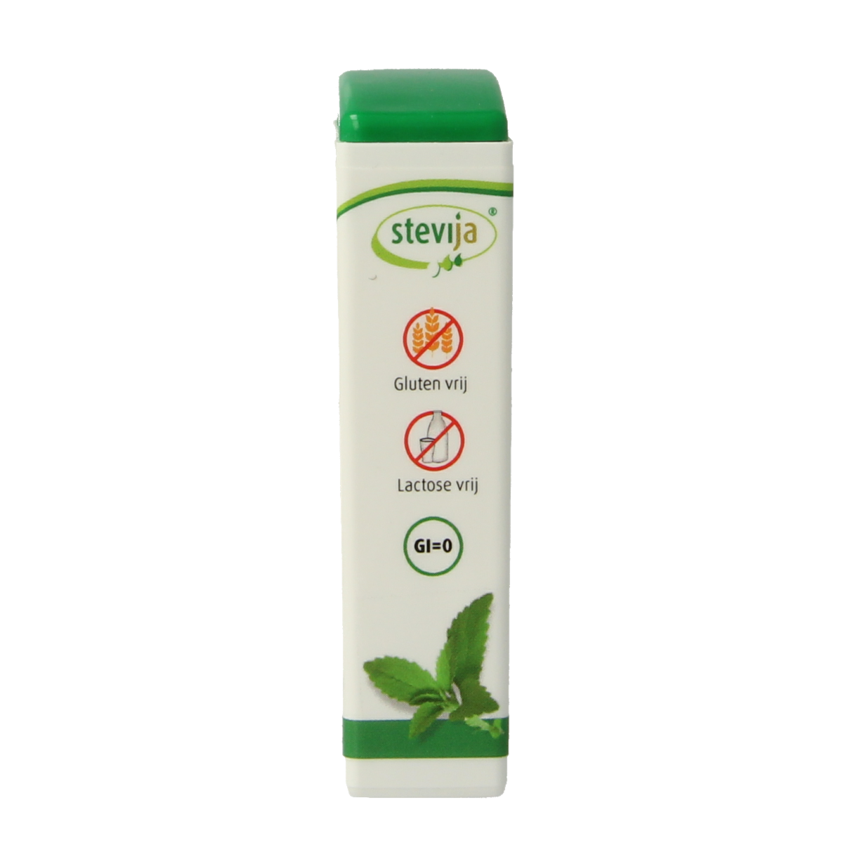Box of SteviJa Stevia zoetjes, 300 sugar substitutes, featuring individual sweetener packets from the SteviJa brand.