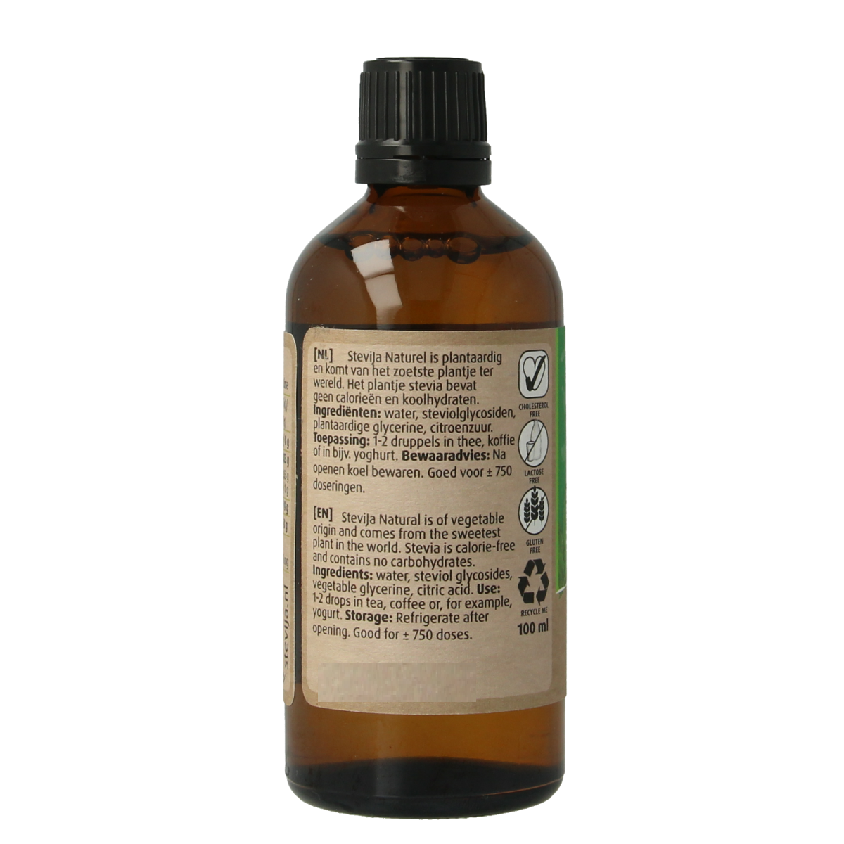 SteviJa Stevia vloeibaar naturel in 100ml bottle, natural sweetener from SteviJa, used as a sugar alternative.