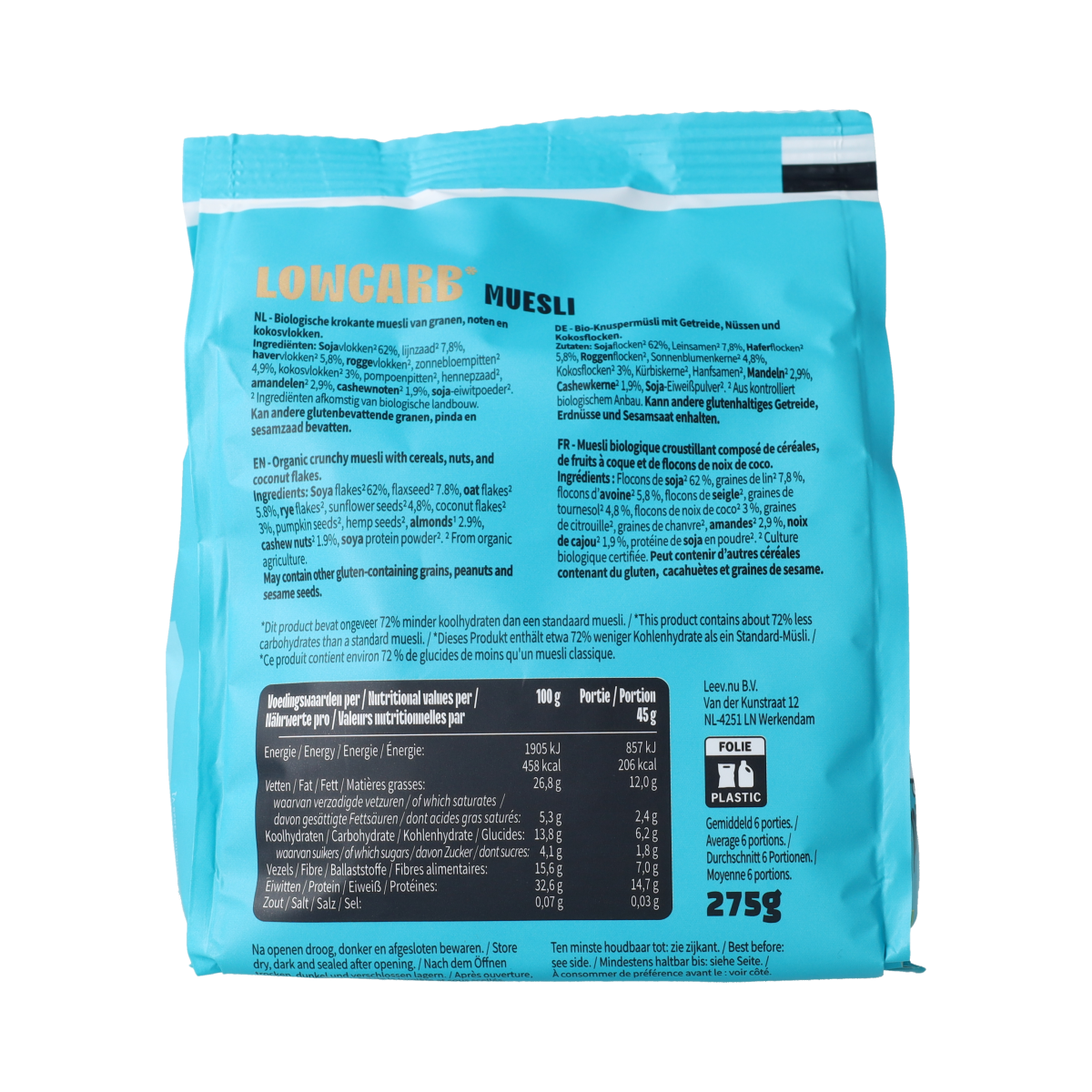 Leev Lowcarb muesli bio 275.00 Gram