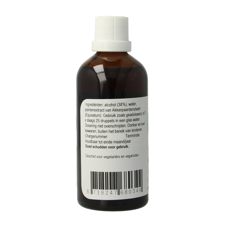 Therapeutenwinkel Equisetum herbal preparation in a 100ml bottle, featuring fresh green Equisetum plant in a natural setting.