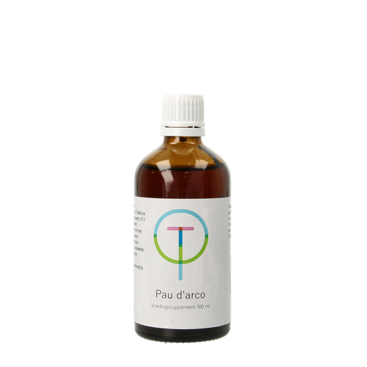Therapeutenwinkel Pau d'arco herbal extract in a 100ml bottle, natural herbal preparation with label showing brand and product info.