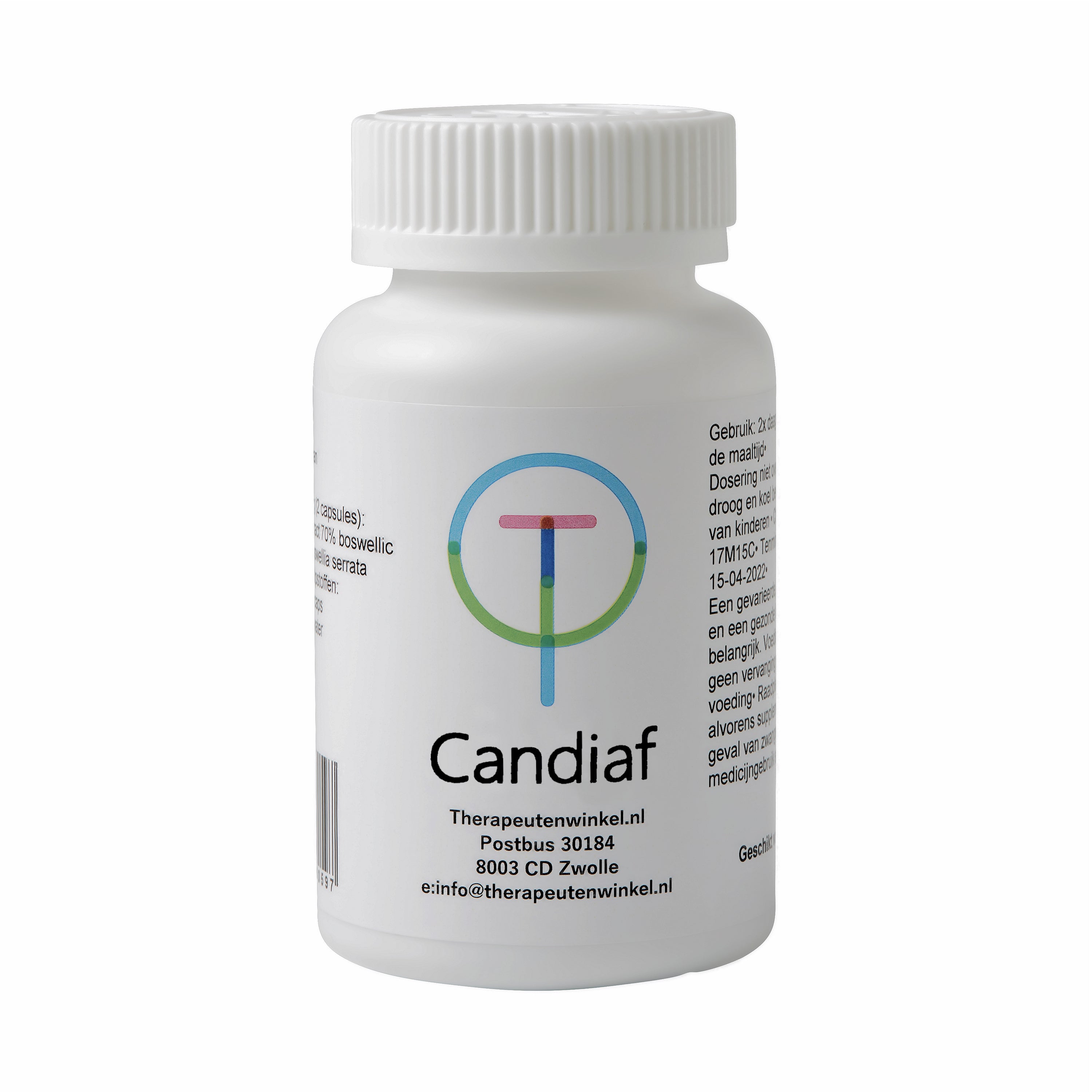 Therapeutenwinkel Candiaf 90 herbal supplement tablets in a blister pack, natural herbal preparation for health support.