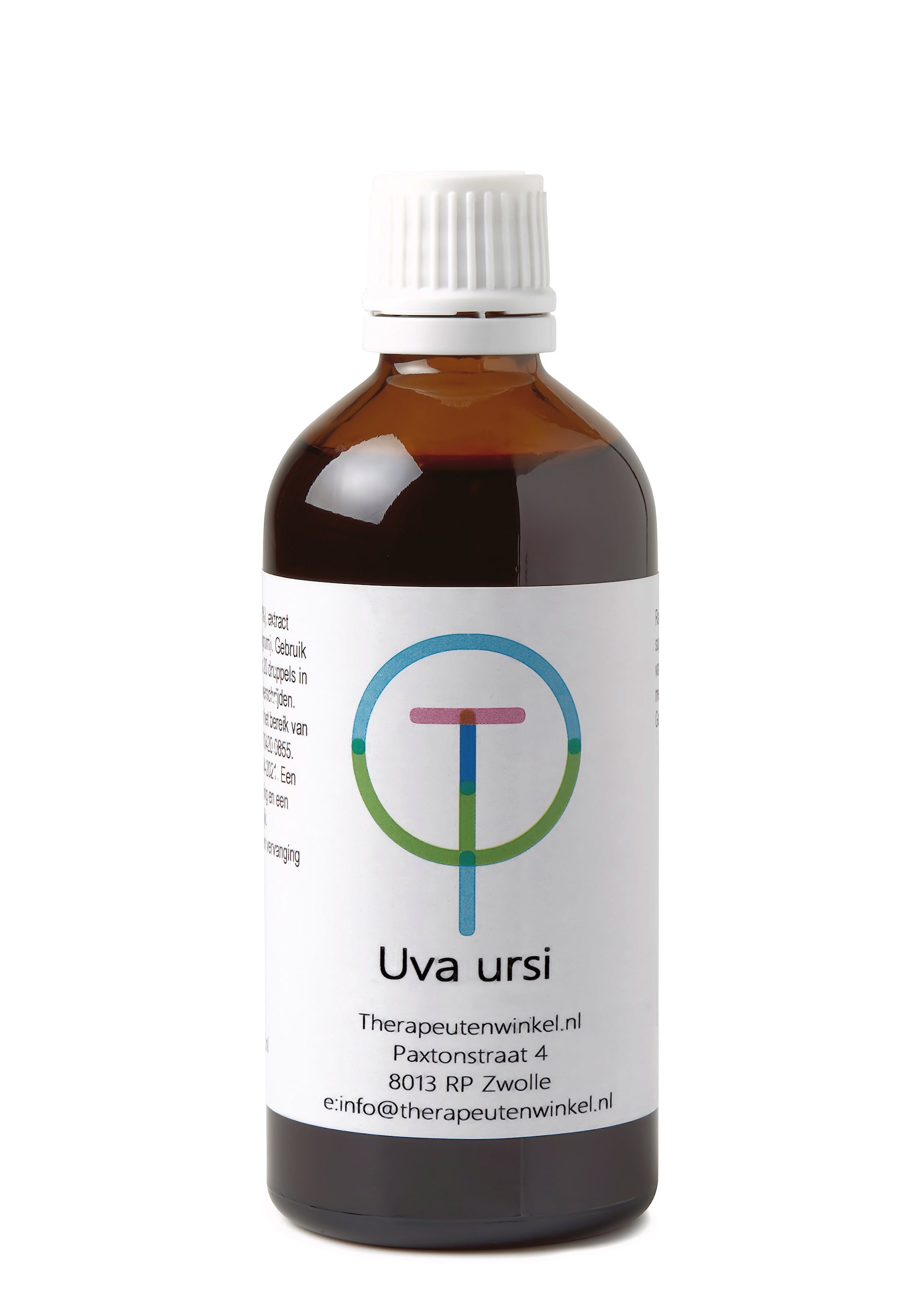 Therapeutenwinkel Uva Ursi beredruif tinctuur in 100ml bottle, herbal remedy for urinary health, displayed in the image.