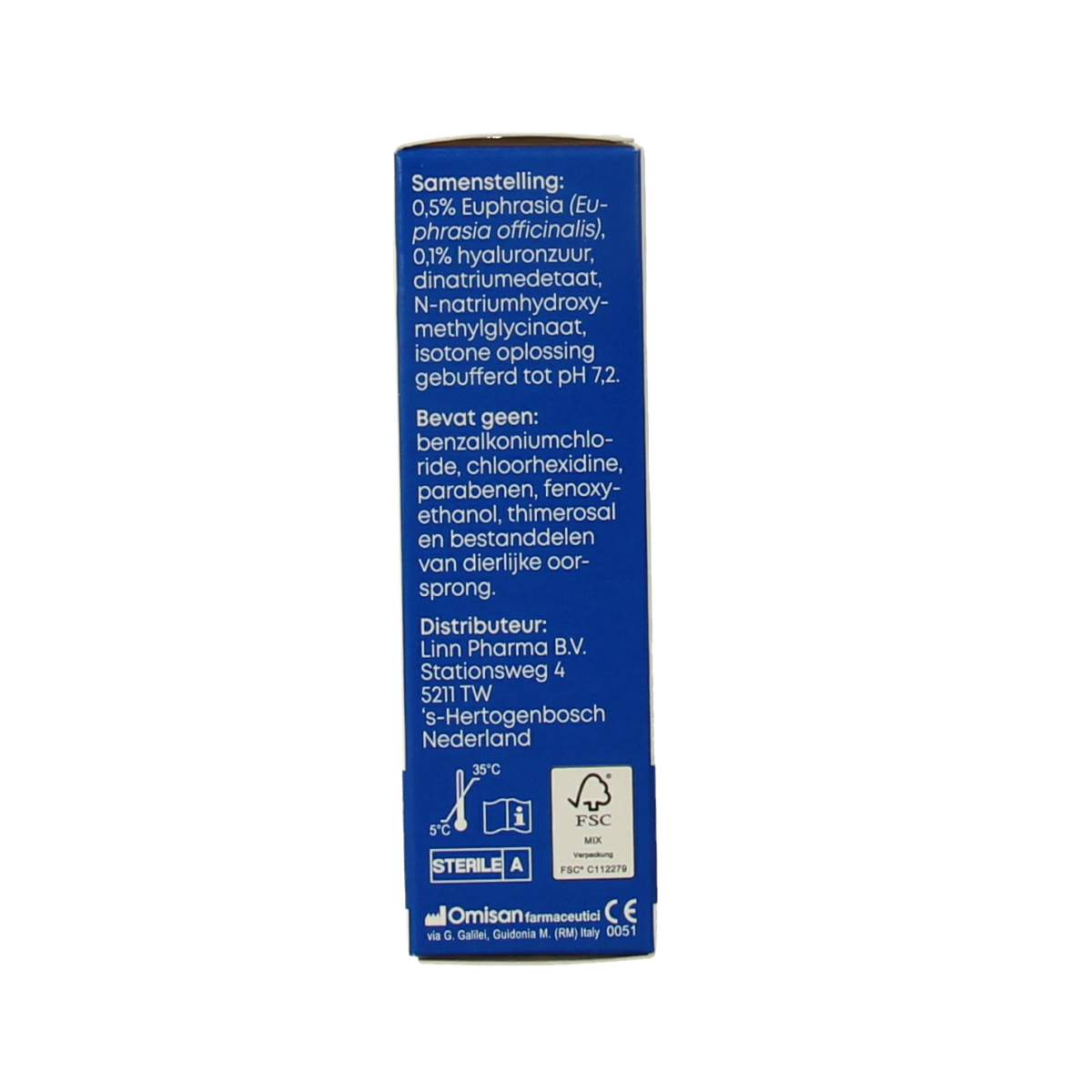 Linn Oogdruppels 5-1 euphrasia eye drops in a 10ml bottle, designed for eye care and soothing irritated eyes.