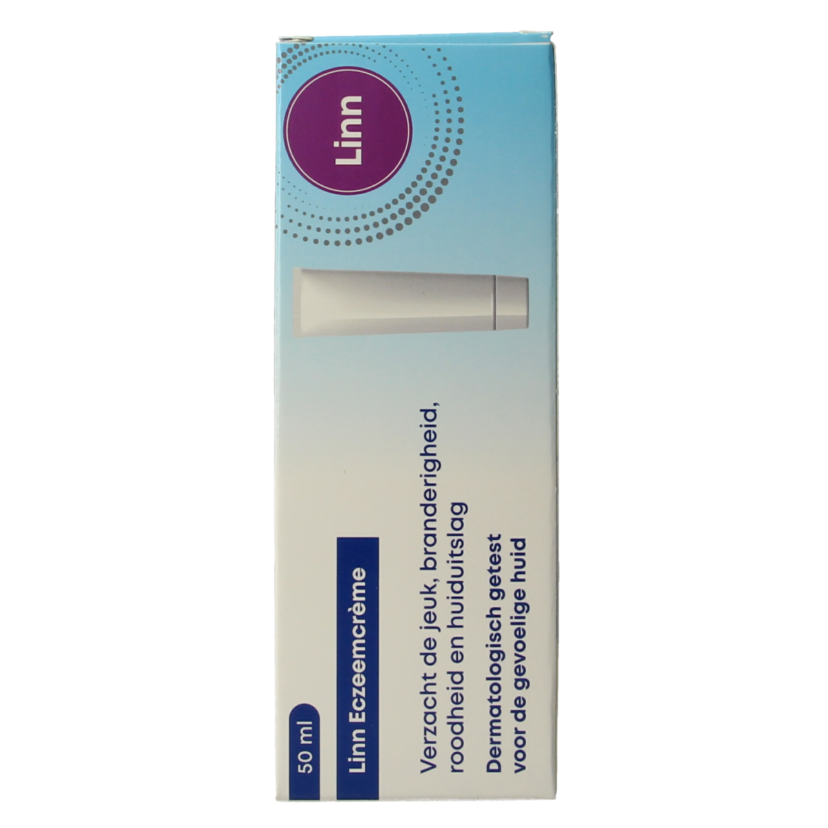 Linn Eczeem creme 50ml tube, a body skincare product for soothing and moisturizing skin affected by eczema.