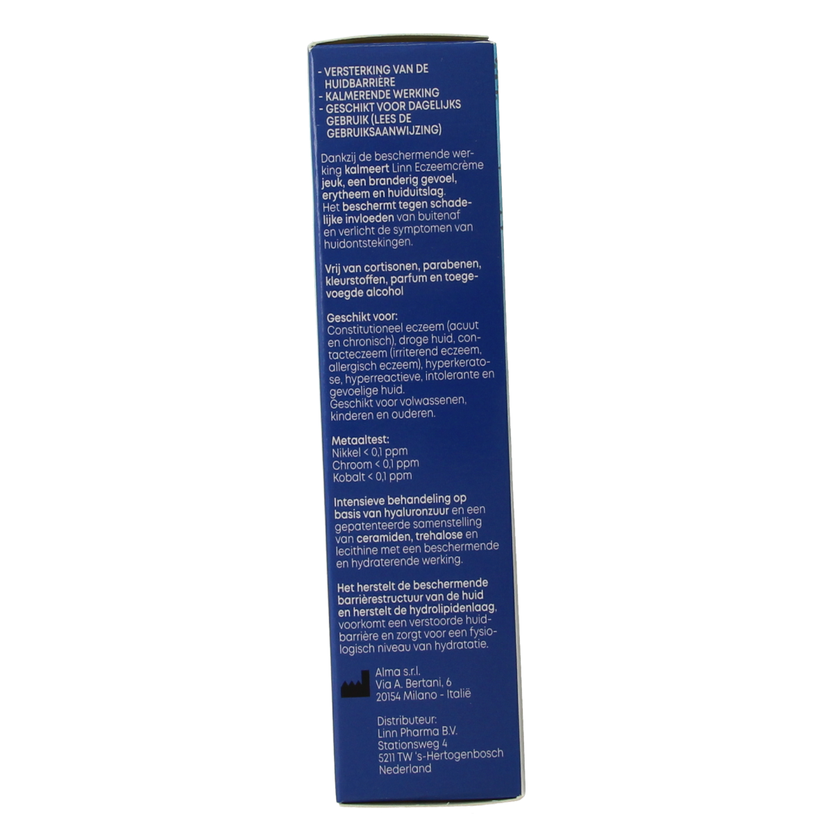 Linn Eczeem creme 50ml tube, natural body care product for skin relief, with packaging showing the product and brand label.