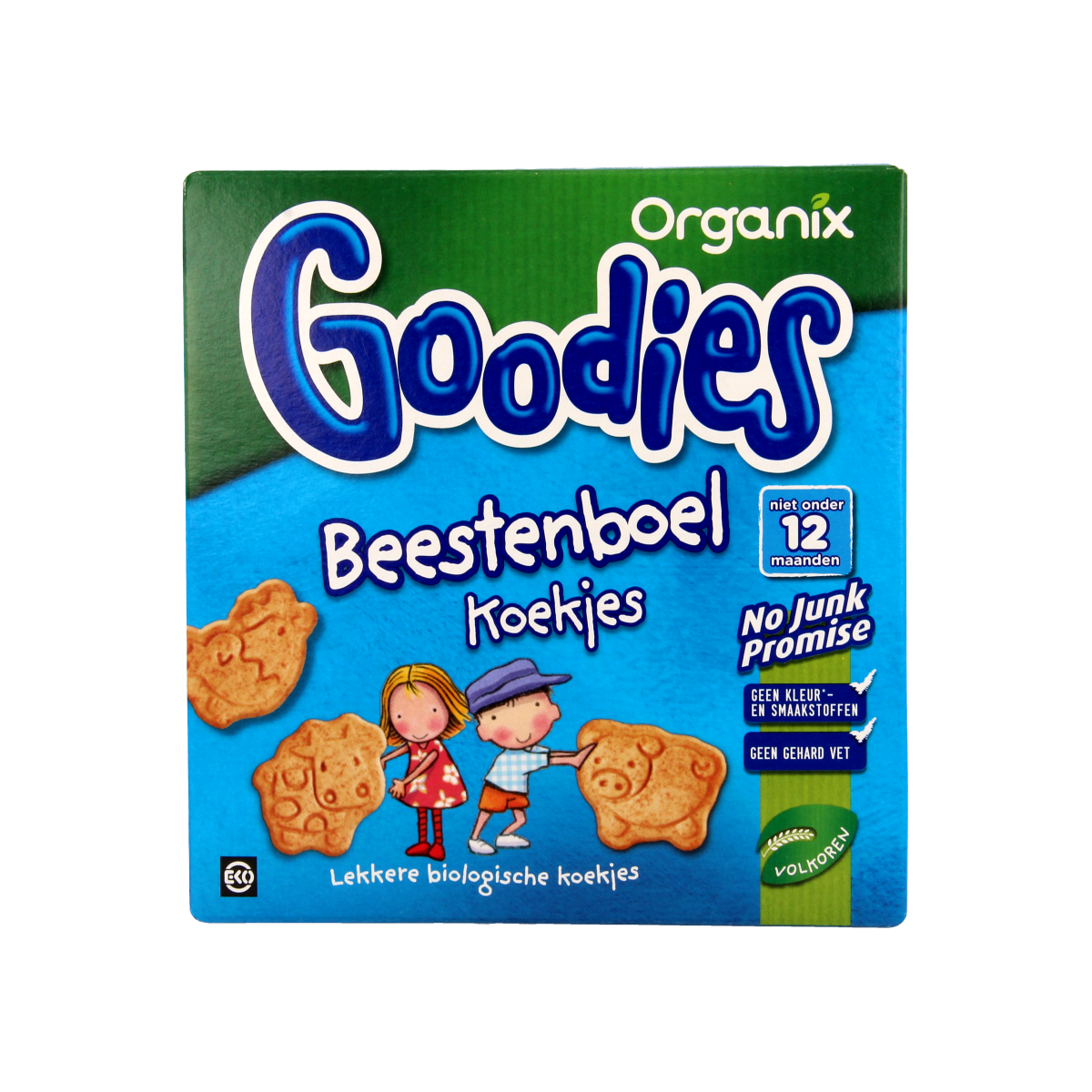 Organic Organix Goodies baby and toddler animal cookies in a 100g package, suitable for young children.