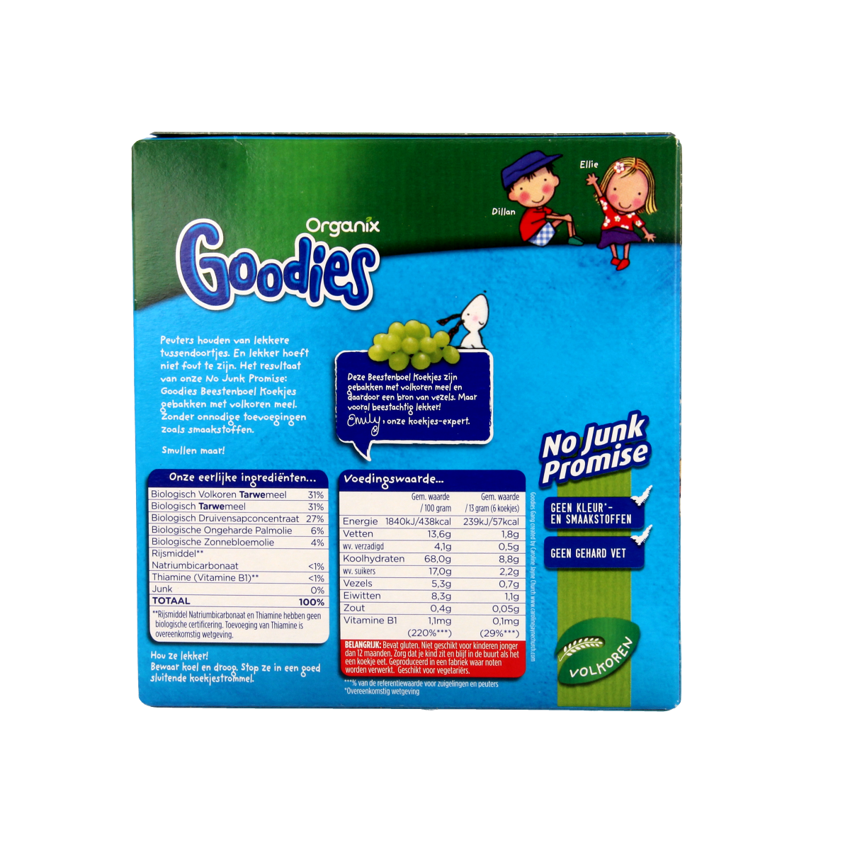 Organic baby and toddler cookies from Organix Goodies featuring farm animal shapes, suitable for children, 100g package.