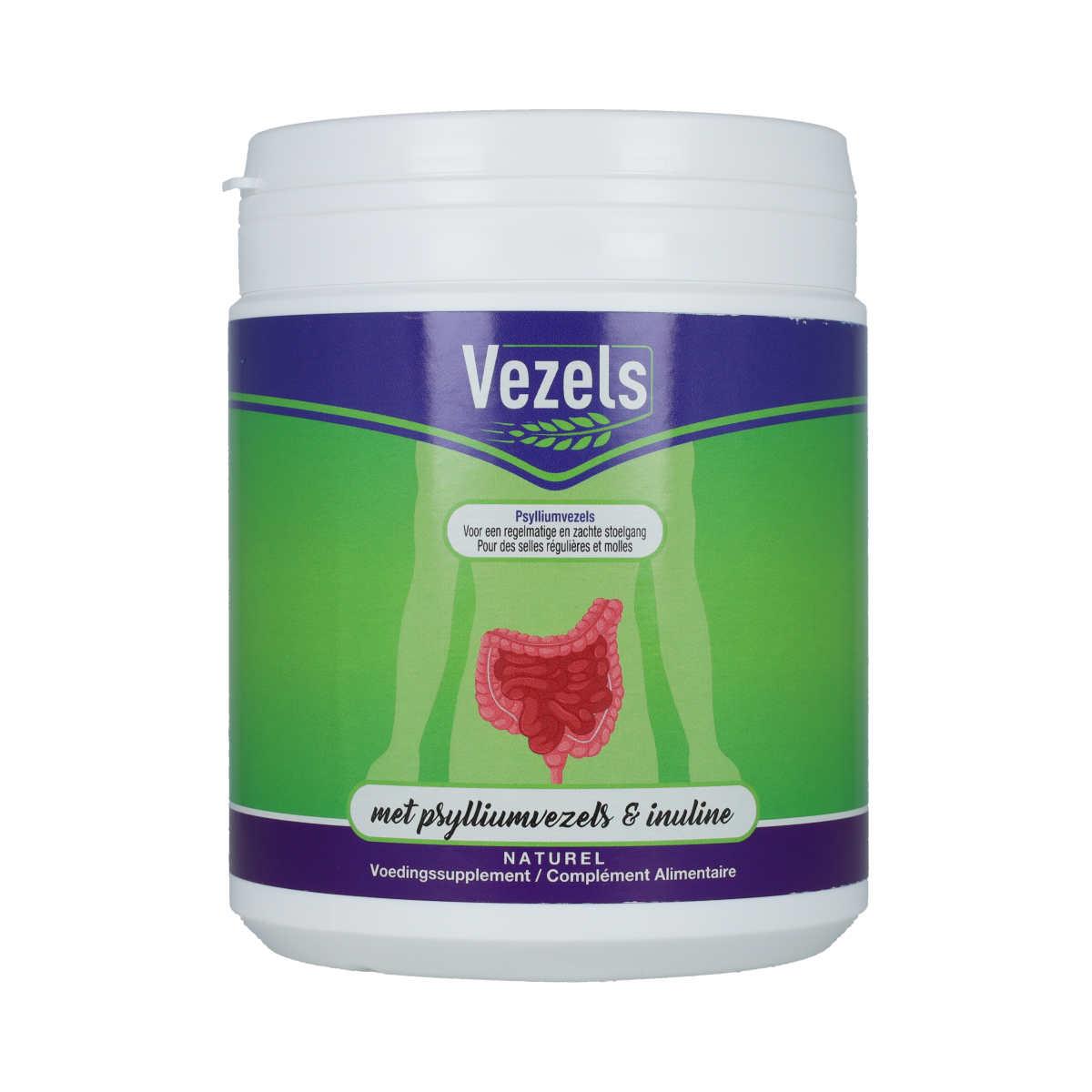 Libra Vezels en Enzymen 300g container showing vibrant label with product details and brand logo.