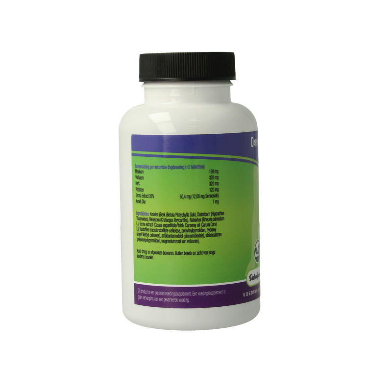 Libra Darmfunctie kruidenpreparaat with 100 tablets, showing the packaging and tablets for promoting healthy digestion.