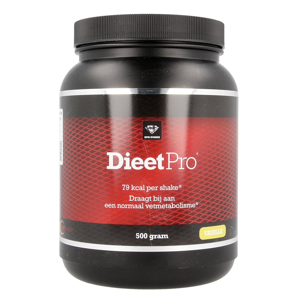 Vanille Kruidenpreparaten with Dieet Pro branding, 500g package, featuring vanilla flavor and herbal supplement appearance