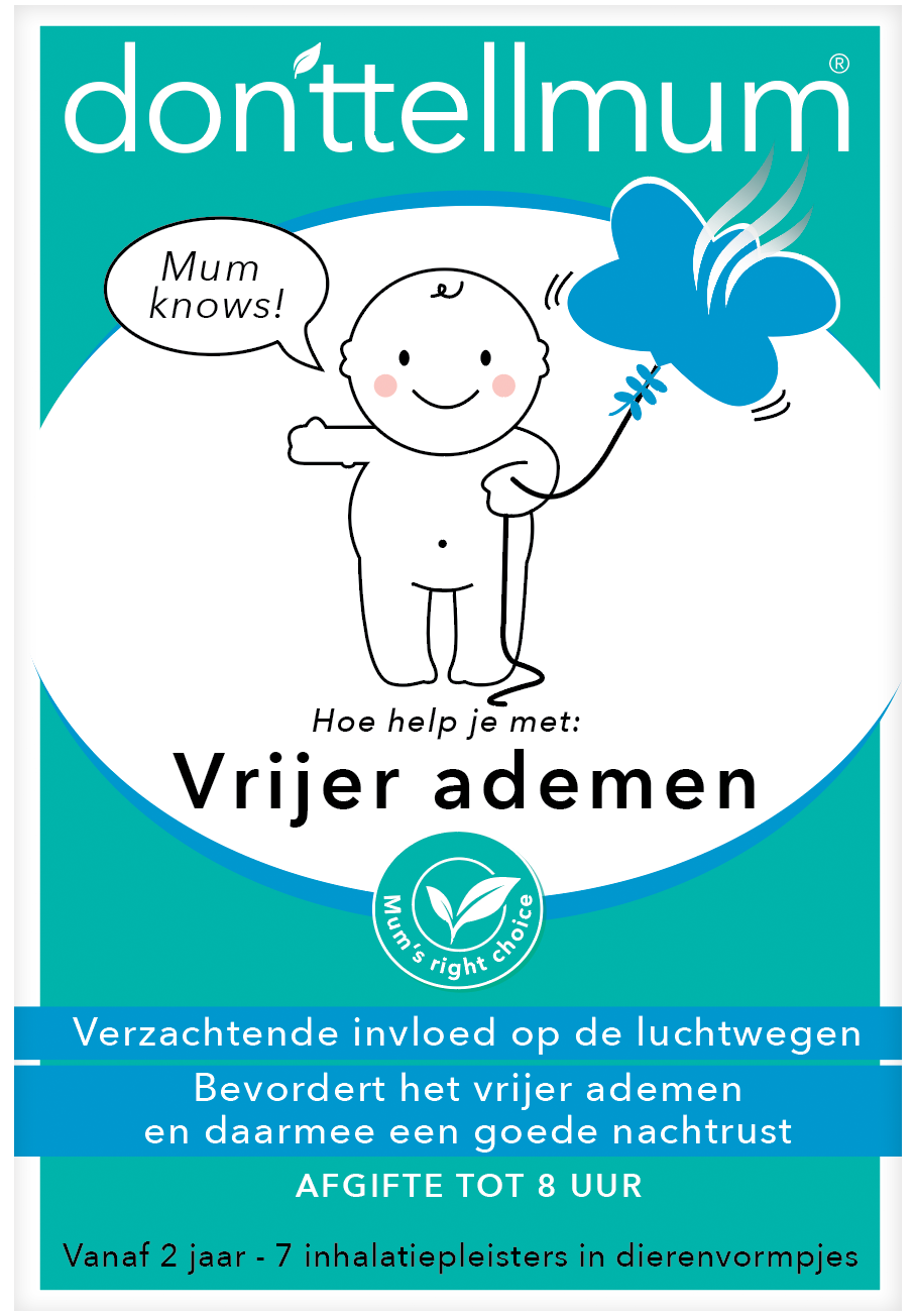 Donttellmum inhalation patches for freer breathing, shown on a white background, 7 pieces of nasal care and inhalation product.