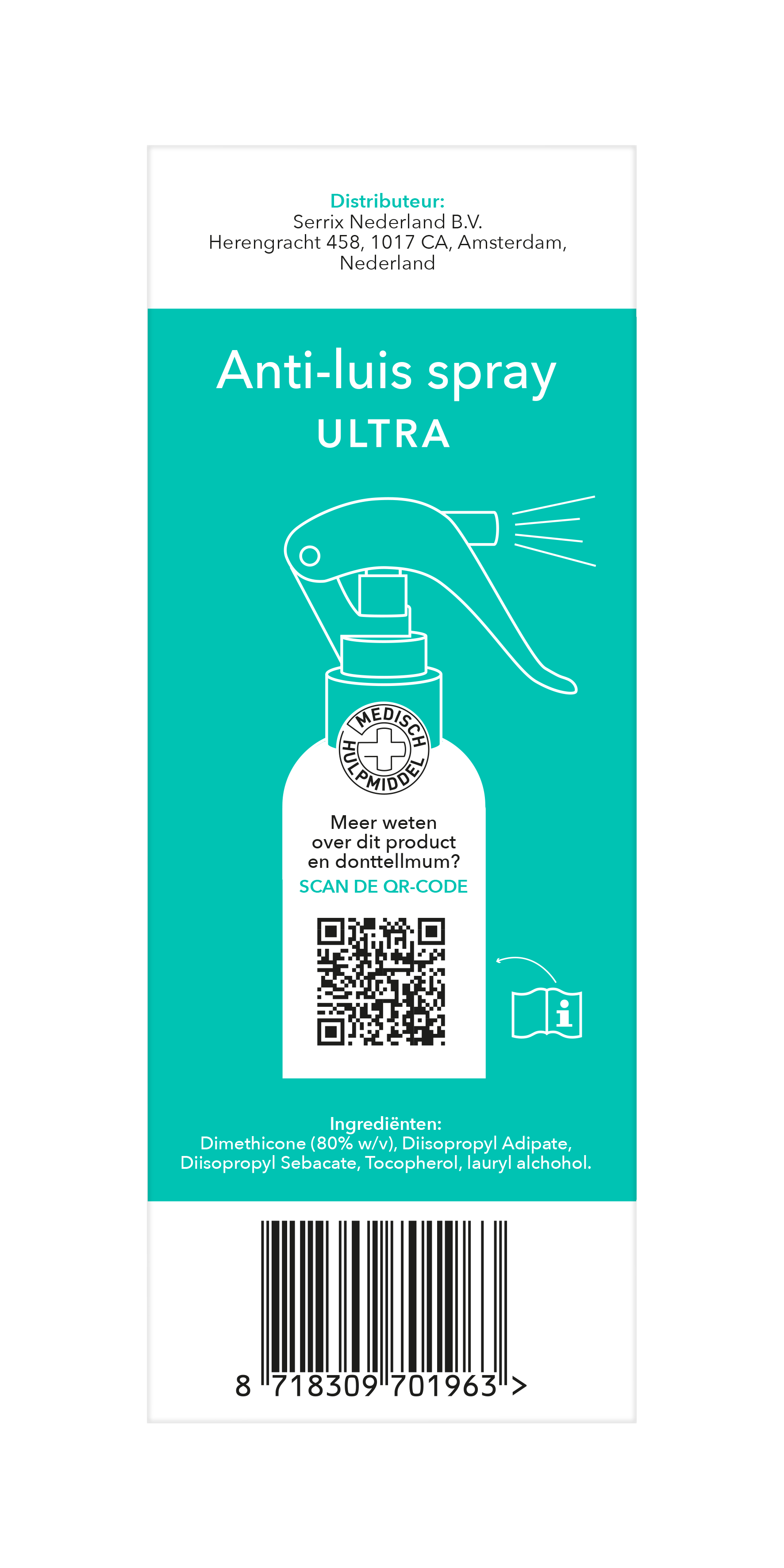 Donttellmum Anti-Luis Haarverzorging spray bottle, 120ml, for hair treatment and styling.