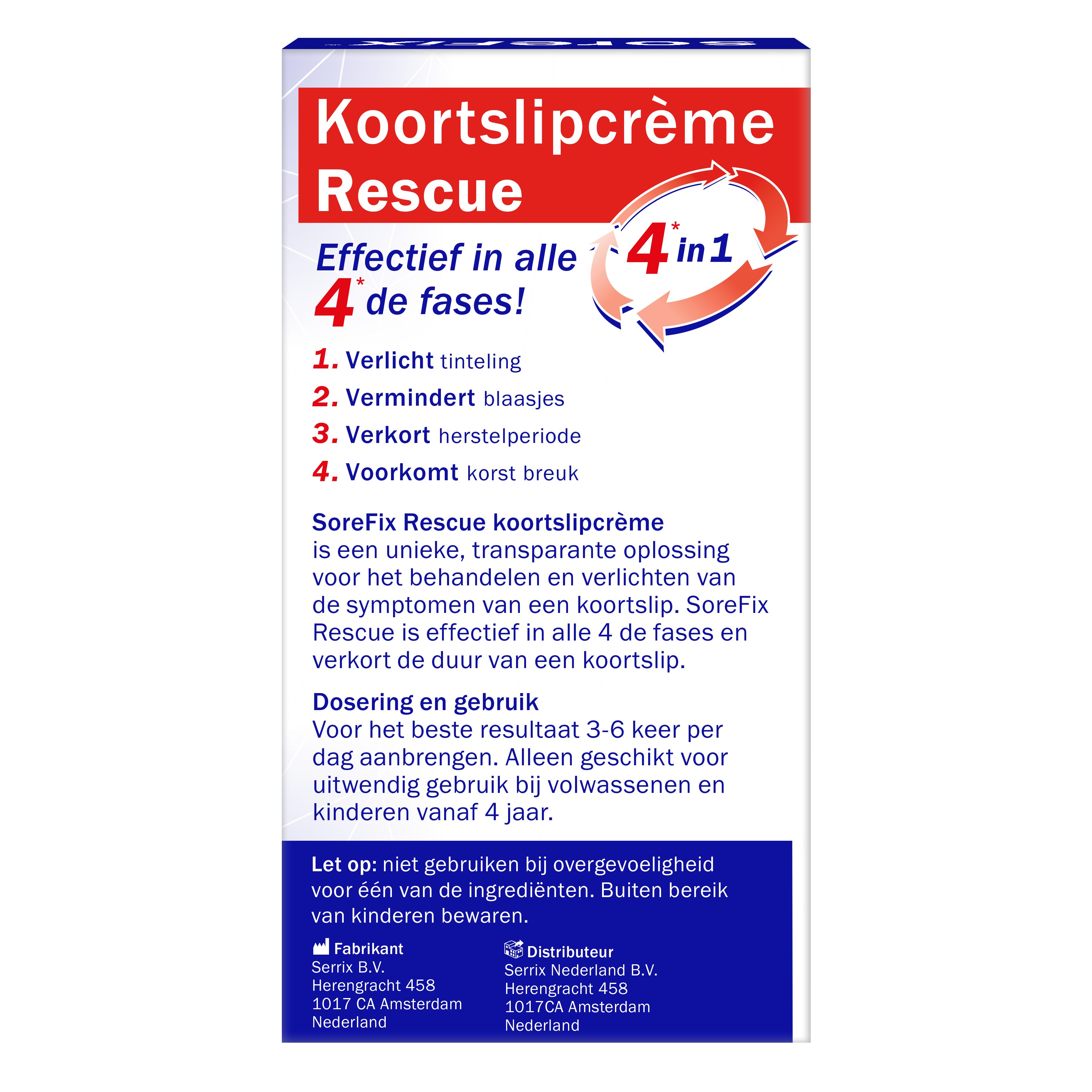 SoreFix Rescue lip care cream in 6ml tube, soothing treatment for cold sores, with natural ingredients for lip health.