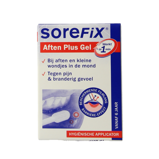 SoreFix Aften plus gel in 7ml tube, soothing mouth sore treatment from SoreFix, for oral discomfort relief.