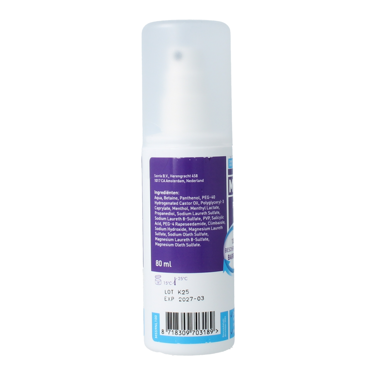 Mycosan Deodorant Voetspray in 80ml bottle, foot care product for fresh and odor-free feet.