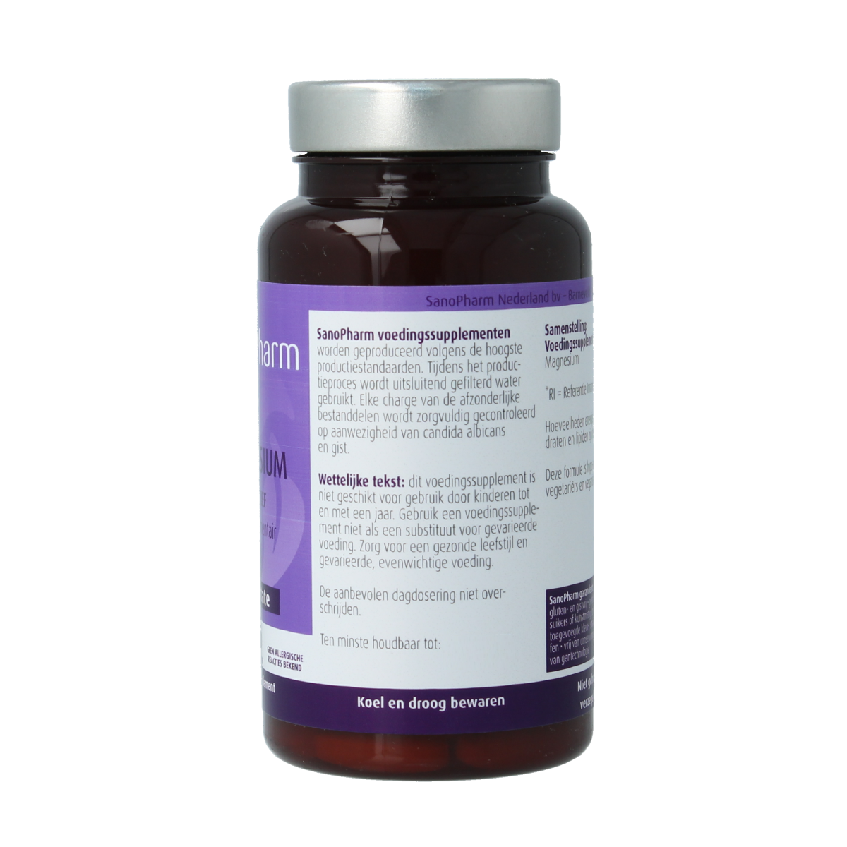 SanoPharm FoodState magnesium 100mg supplement in a bottle of 60 tablets, mineral supplement for overall health.