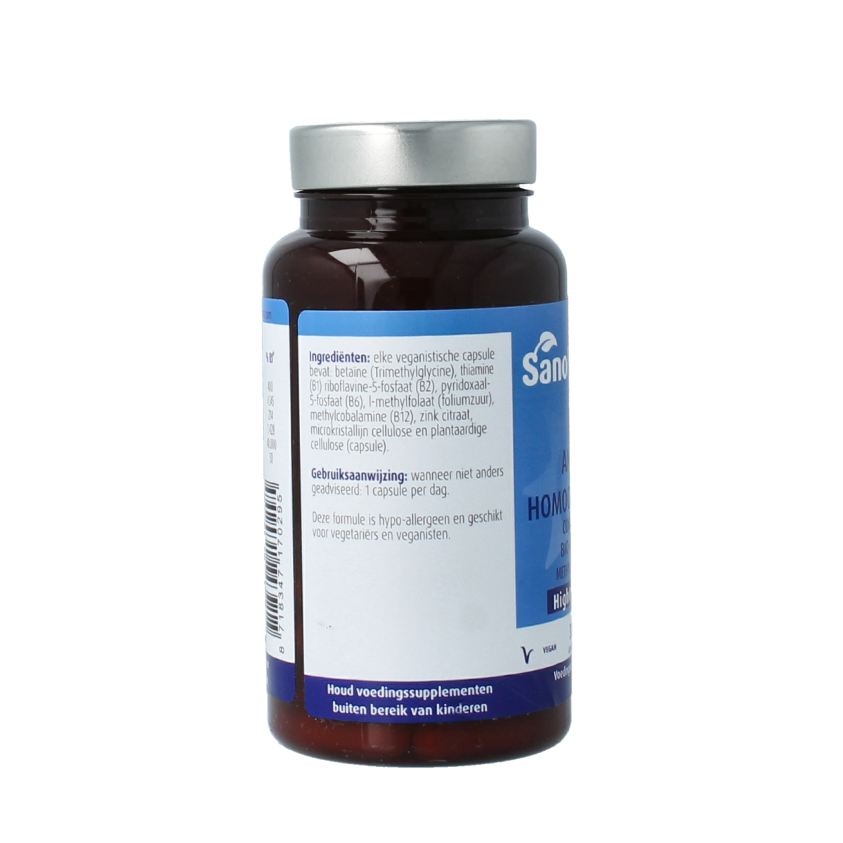 SanoPharm Anti-homocysteine complex foodstate capsules, dietary supplement with 30 capsules, natural vitamin multi product.