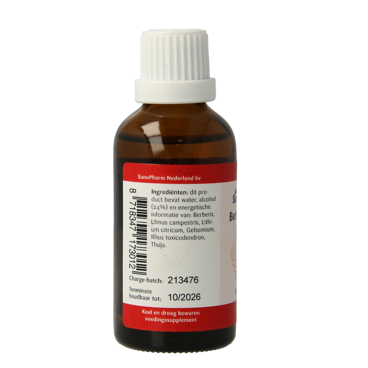 SanoPharm Berberis Sanoplex herbal supplement in 50ml bottle, featuring a green label and dropper cap for herbal tincture use.