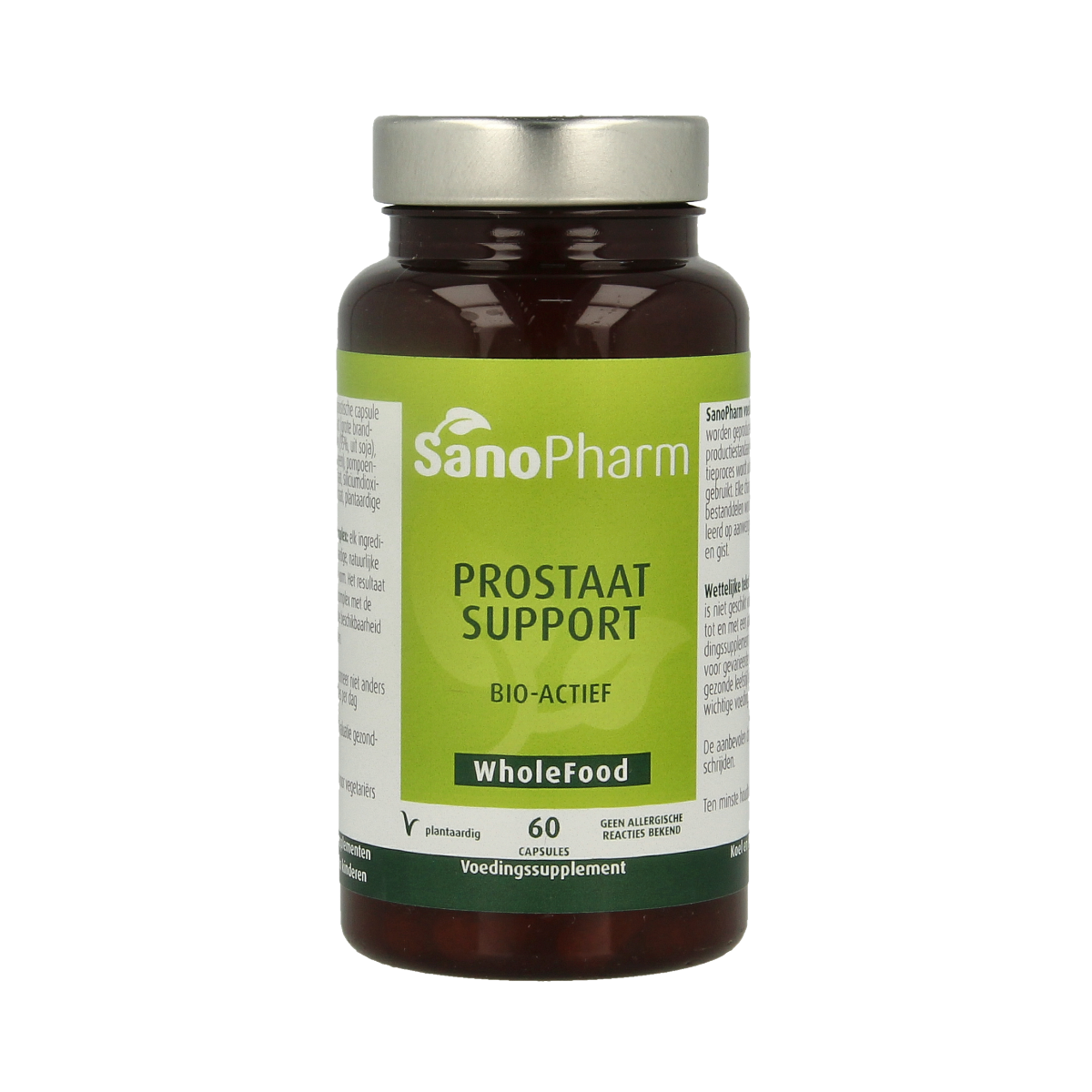 SanoPharm Prostaat support Kruidenpreparaten capsules, 60 count, featuring herbal blend for prostate health.