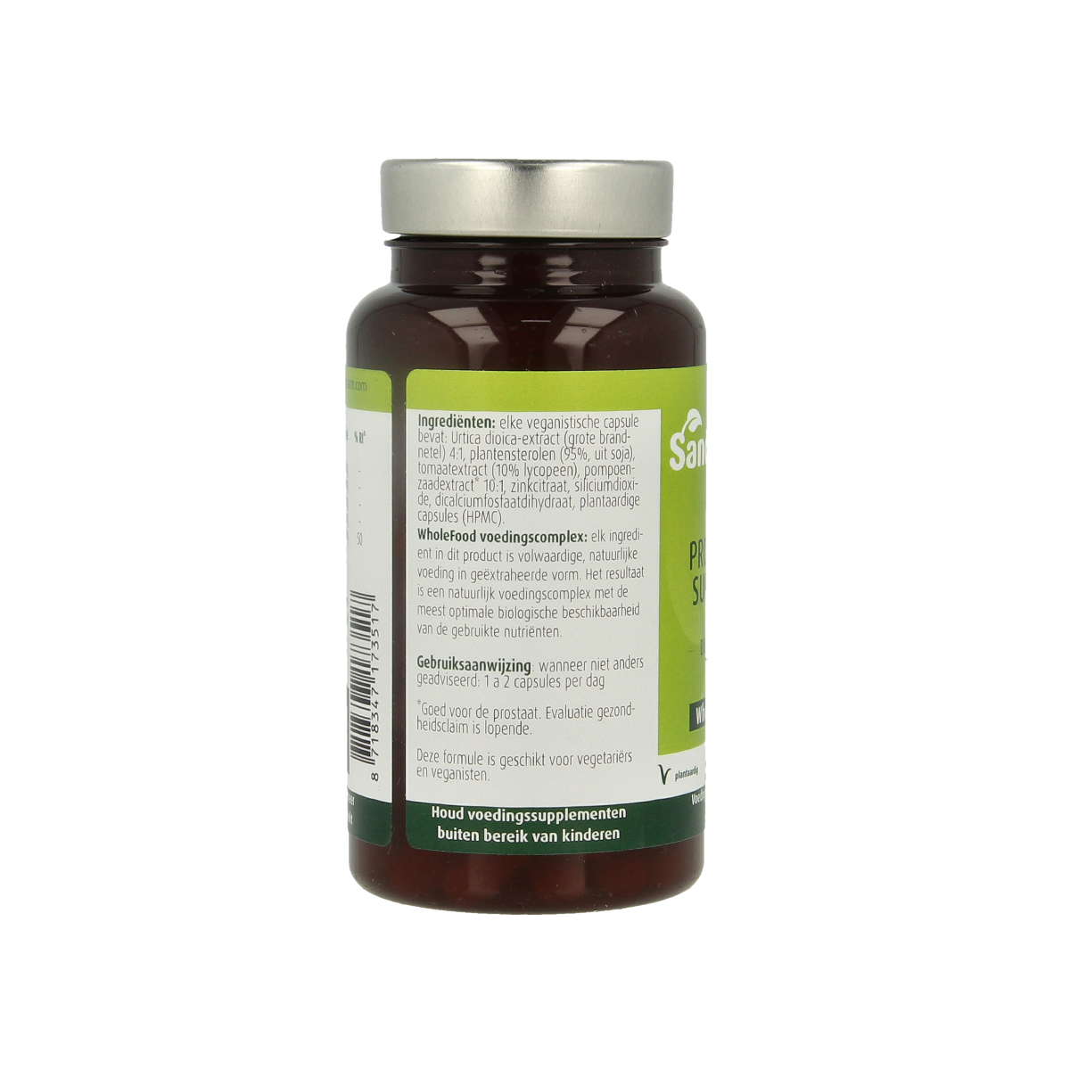 SanoPharm Prostaat Support Kruidenpreparaten in a bottle of 60 capsules, herbal supplement for prostate health.