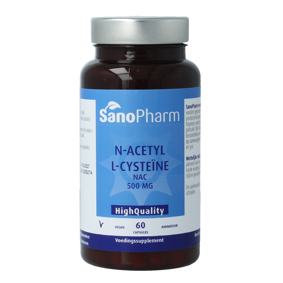 SanoPharm N-Acetyl L-Cysteine (NAC) amino acid capsules, high quality supplement, 60 capsules in bottle, natural health product