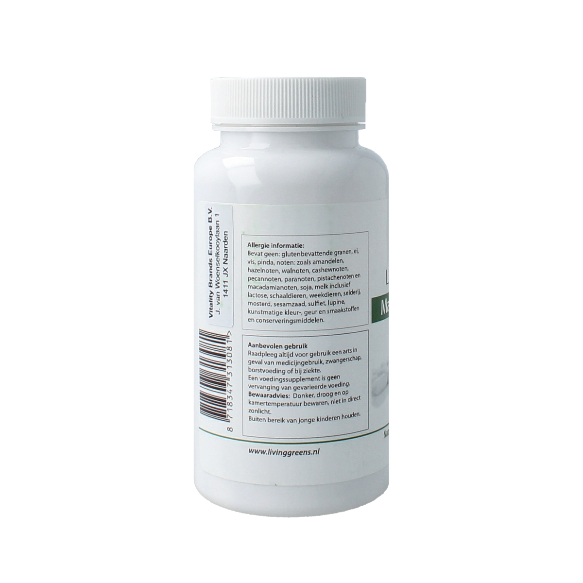 Livinggreens Magnesium Citrate 400mg mineral tablets, 60 count, showing the supplement packaging and tablets.