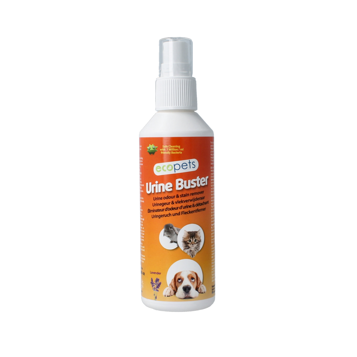 Ecopets Urinebuster lavendel cleaning spray bottle, 150 ml, natural odor remover for pet urine stains and odors