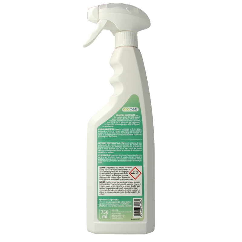 Ecopets Krachtige Kooireiniger RTU in 750ml bottle, ready-to-use cleaning product for efficient toilet bowl cleaning.