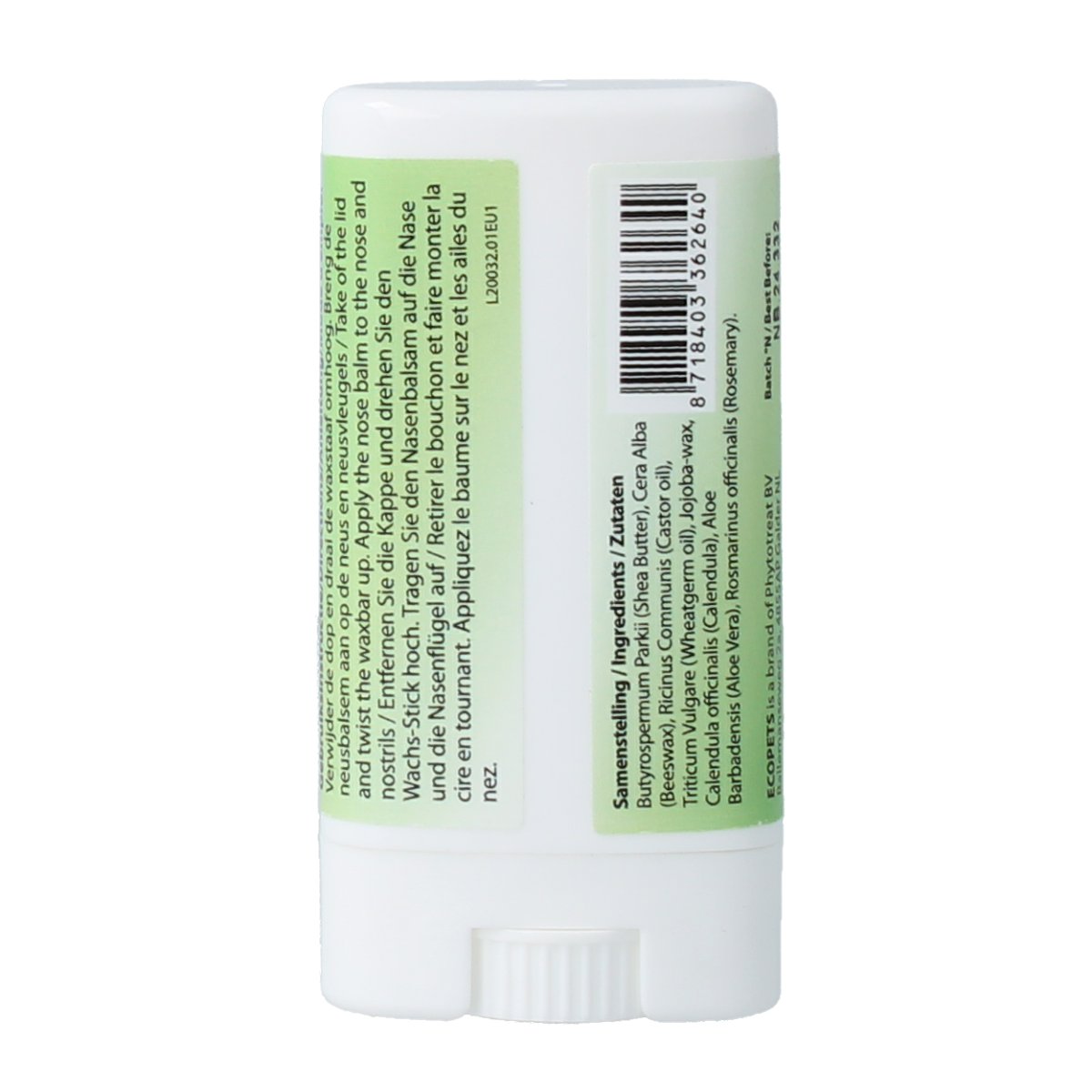 Ecopets Nose Balm in 15ml container, natural pet care product for soothing and moisturizing pet noses.