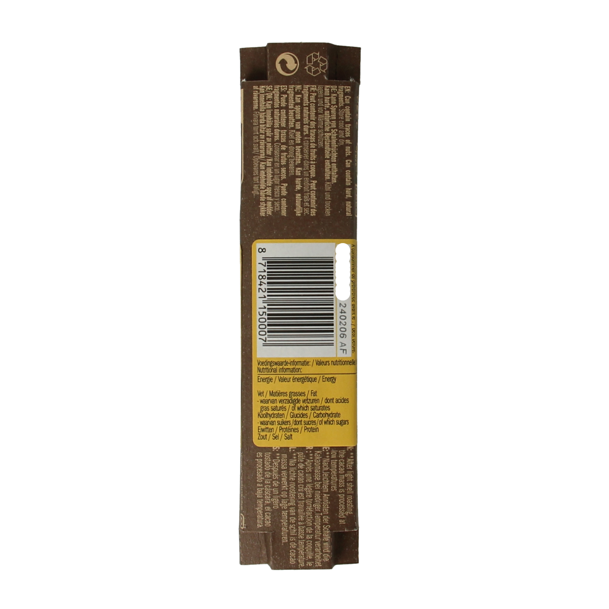 Lovechock Almond Fig bio chocolate bar with almonds and figs in a 40g package, natural and organic ingredients.