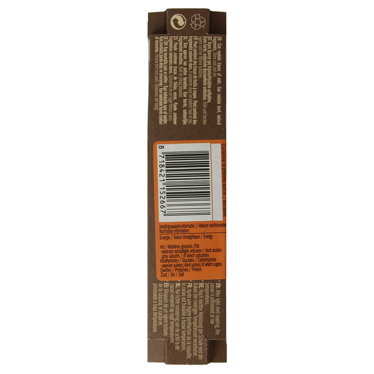 Lovechock Salted Pecan bio chocolate bar, 40g, with visible salted pecans and rich chocolate texture.