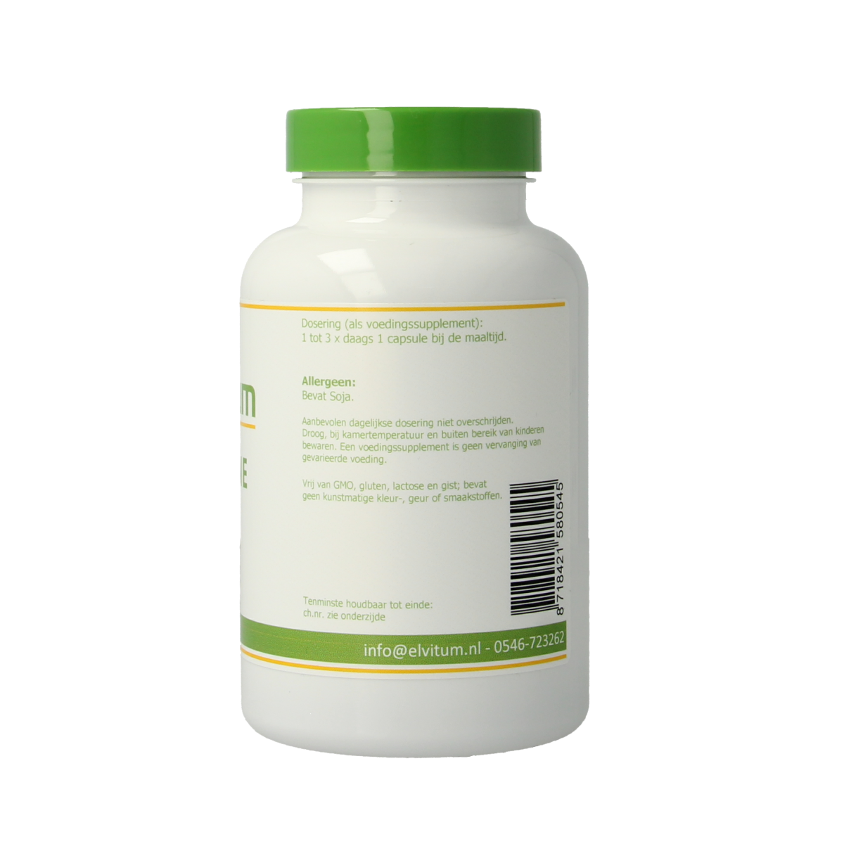 Elvitum Lecithine 1200 capsules, dietary supplement from Elvitum, featuring 100 capsules in herbal preparation packaging.