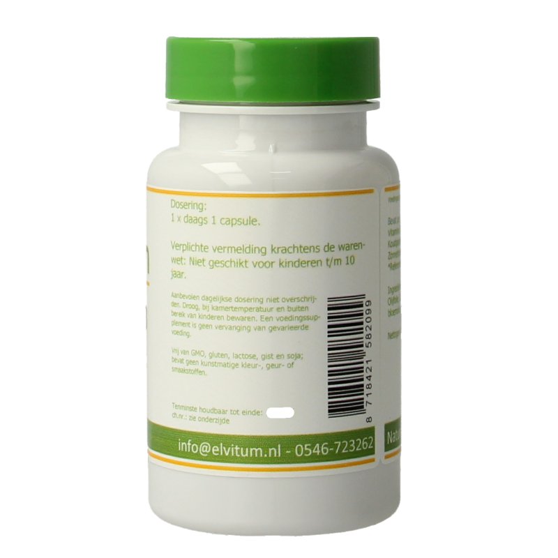 Elvitum Vitamine D3 3000IE/75mcg supplement in a bottle of 120 capsules, showing the capsules and label.
