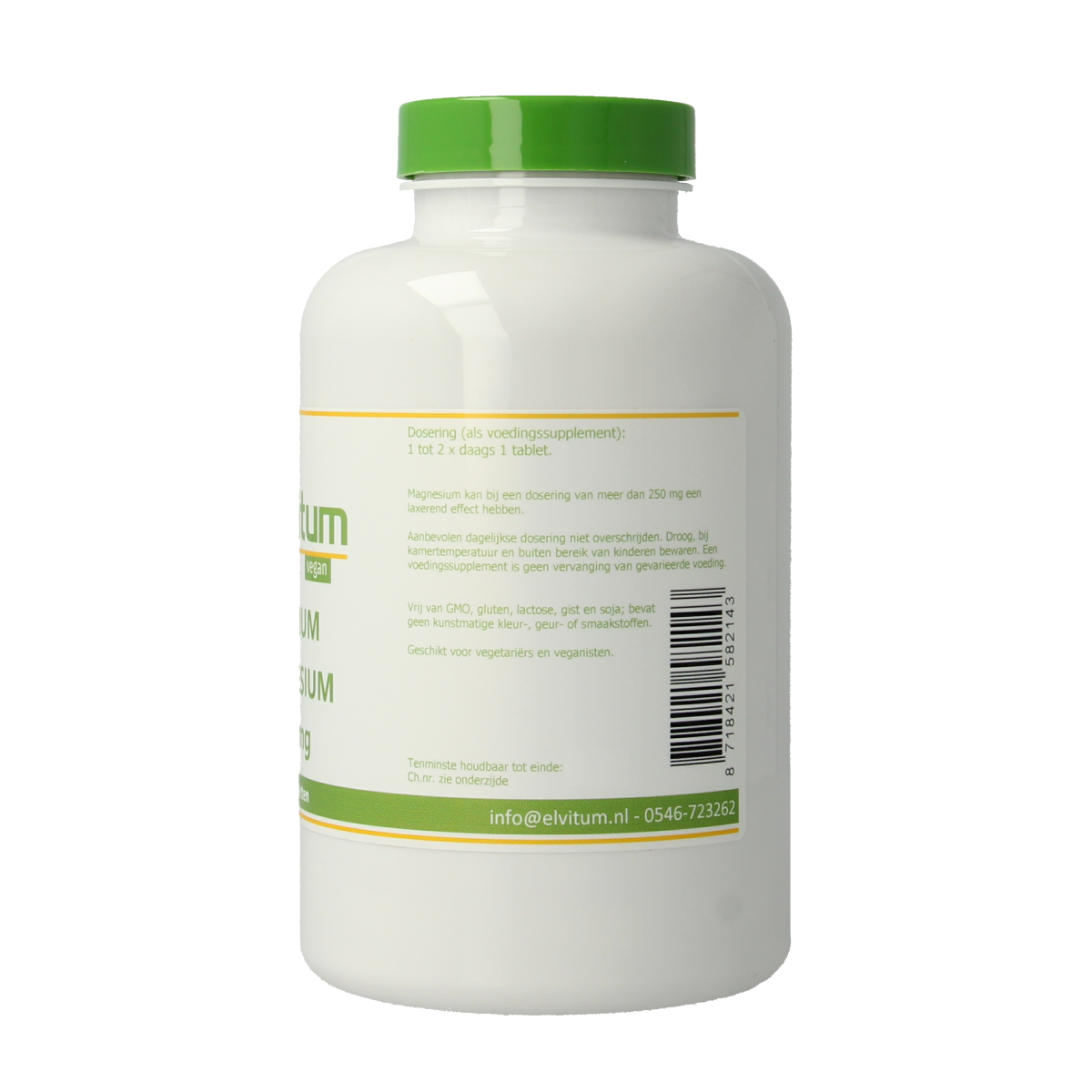Elvitum Premium Magnesium 200mg supplement in a blister pack with 180 tablets, natural mineral supplement for health.