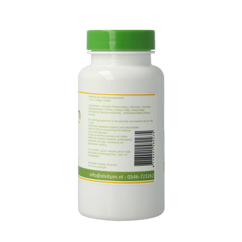 Elvitum B-Stress complex multivitamin tablets, dietary supplement with B vitamins and stress support, 90 tablets.